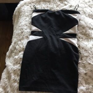 Black/white strapless  dress